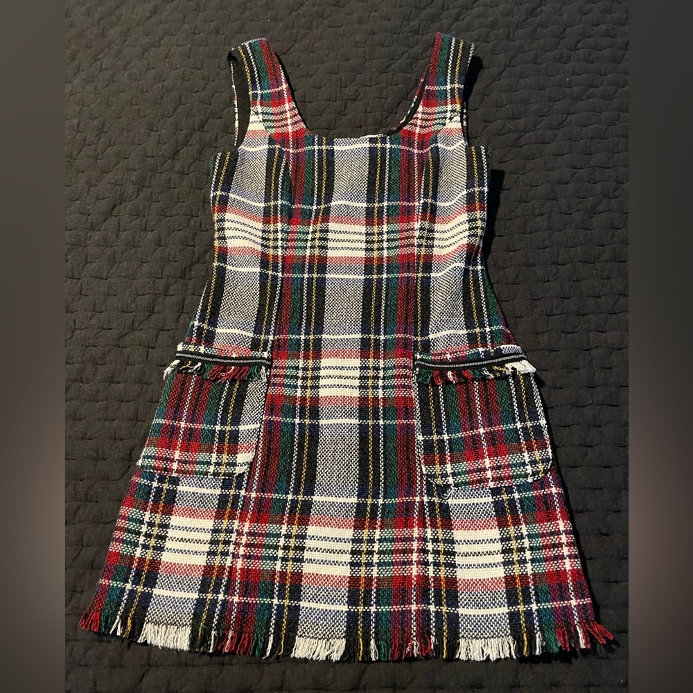 Zara TRF Plaid Jumper Dress